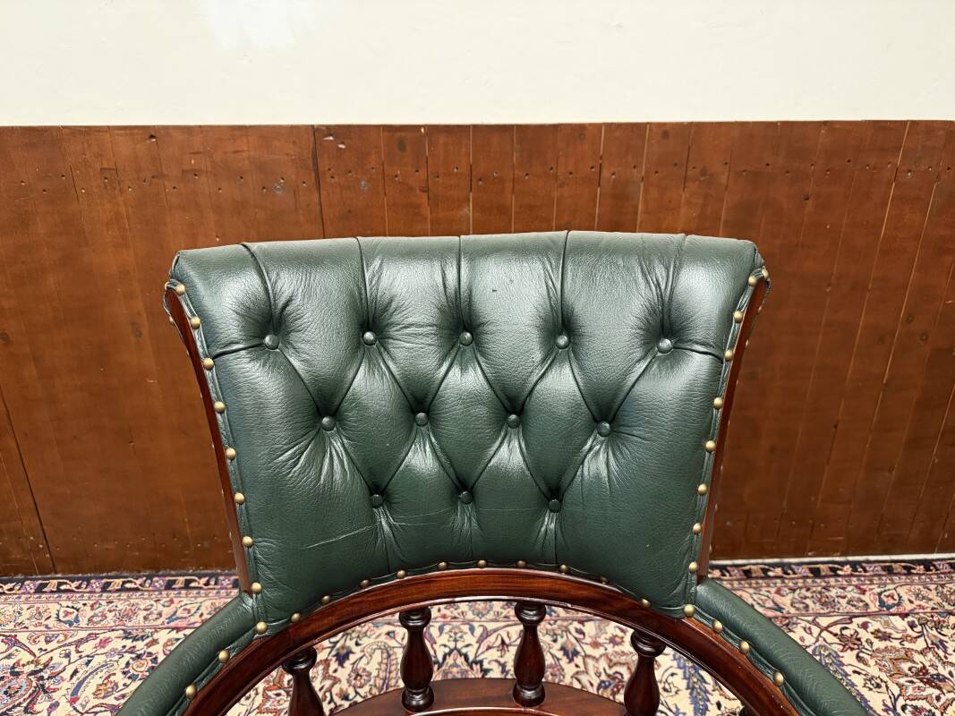 English Chesterfield Desk Chair Green