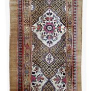 Handmade antique Persian camel hair runner 4' x 15.2' (122cm x 463cm) 1880s - 1B556