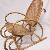 Vintage rocking chair child in rattan, canework