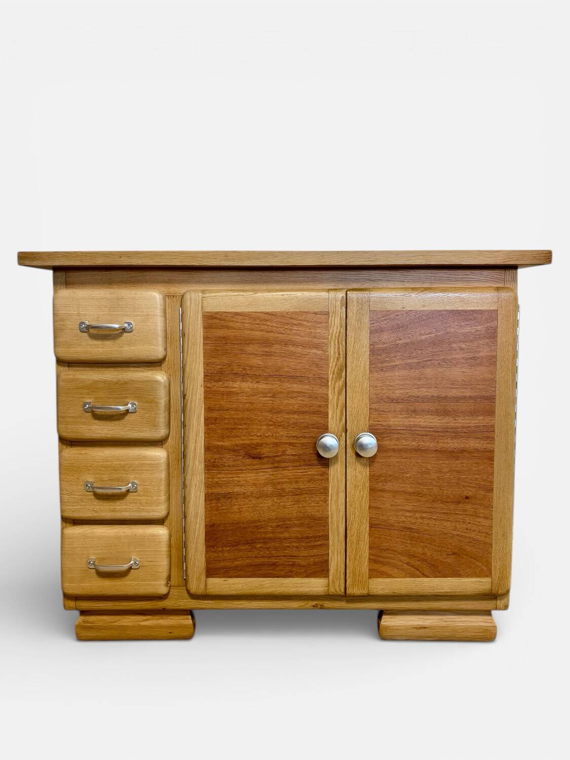 Art Deco sideboard in oak and mahogany veneer, 1940s.
