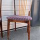 Set of 5 Scandinavian chairs in wood and checked fabric.