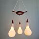 Scandinavian lustre cascade in teak and frosted white glass, 1960s