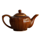 Théière chinoise style citrouille à panneaux marron vintage
