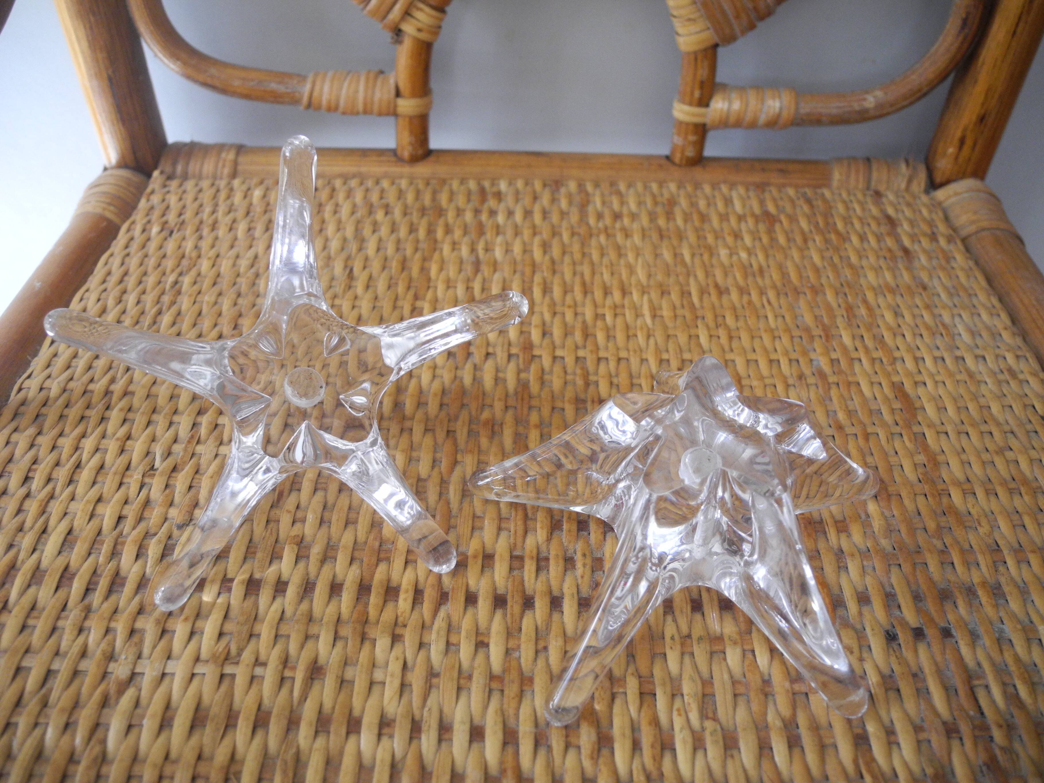pair of vintage Daum France crystal candlesticks