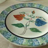 Fine earthenware plates from Forges Les Eaux, sponge decoration, late 19th century