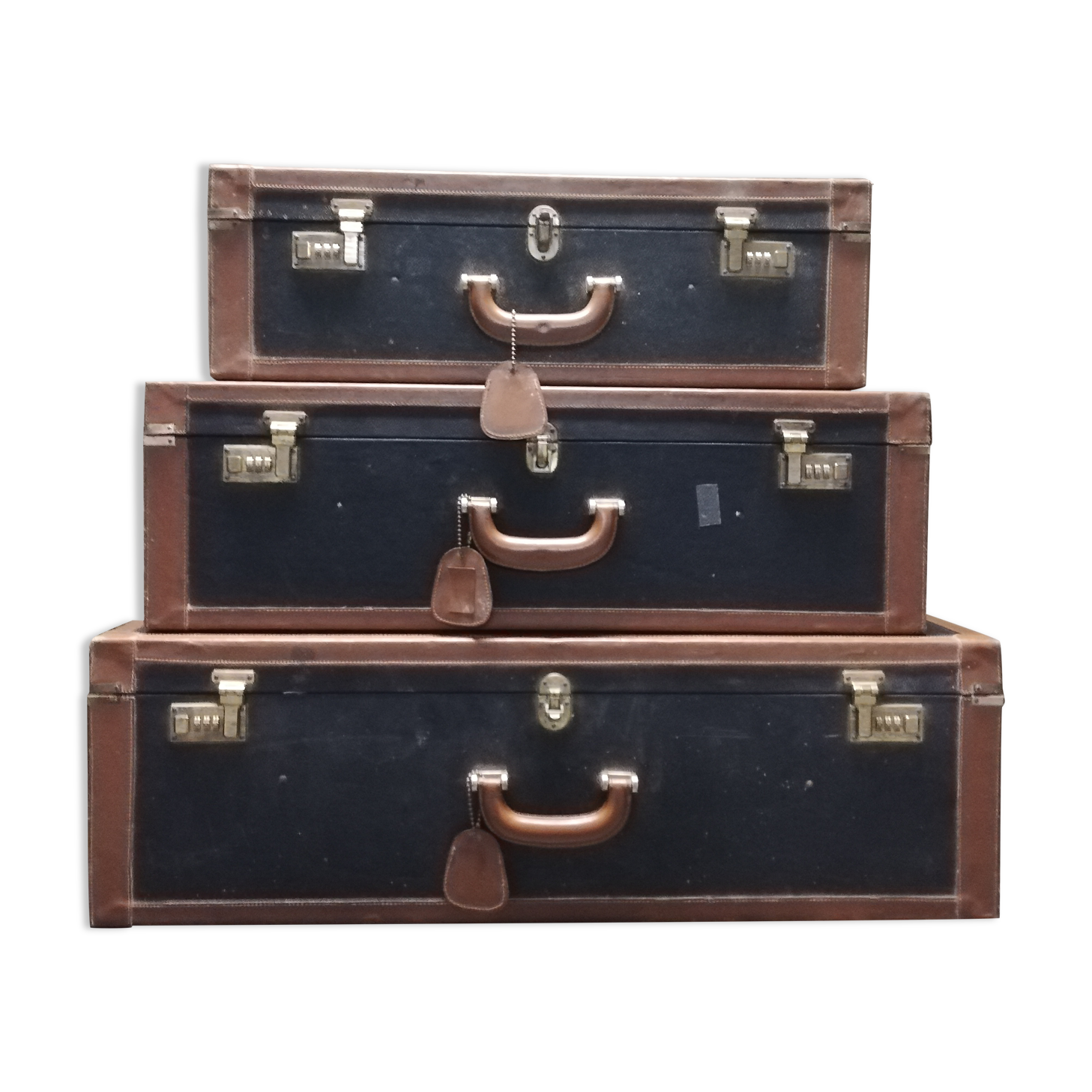 Pull-out leather and moleskine suitcases 1960