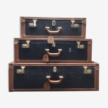 Pull-out leather and moleskine suitcases 1960