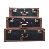 Set de 3 valises gigognes cuir et moleskine 1960