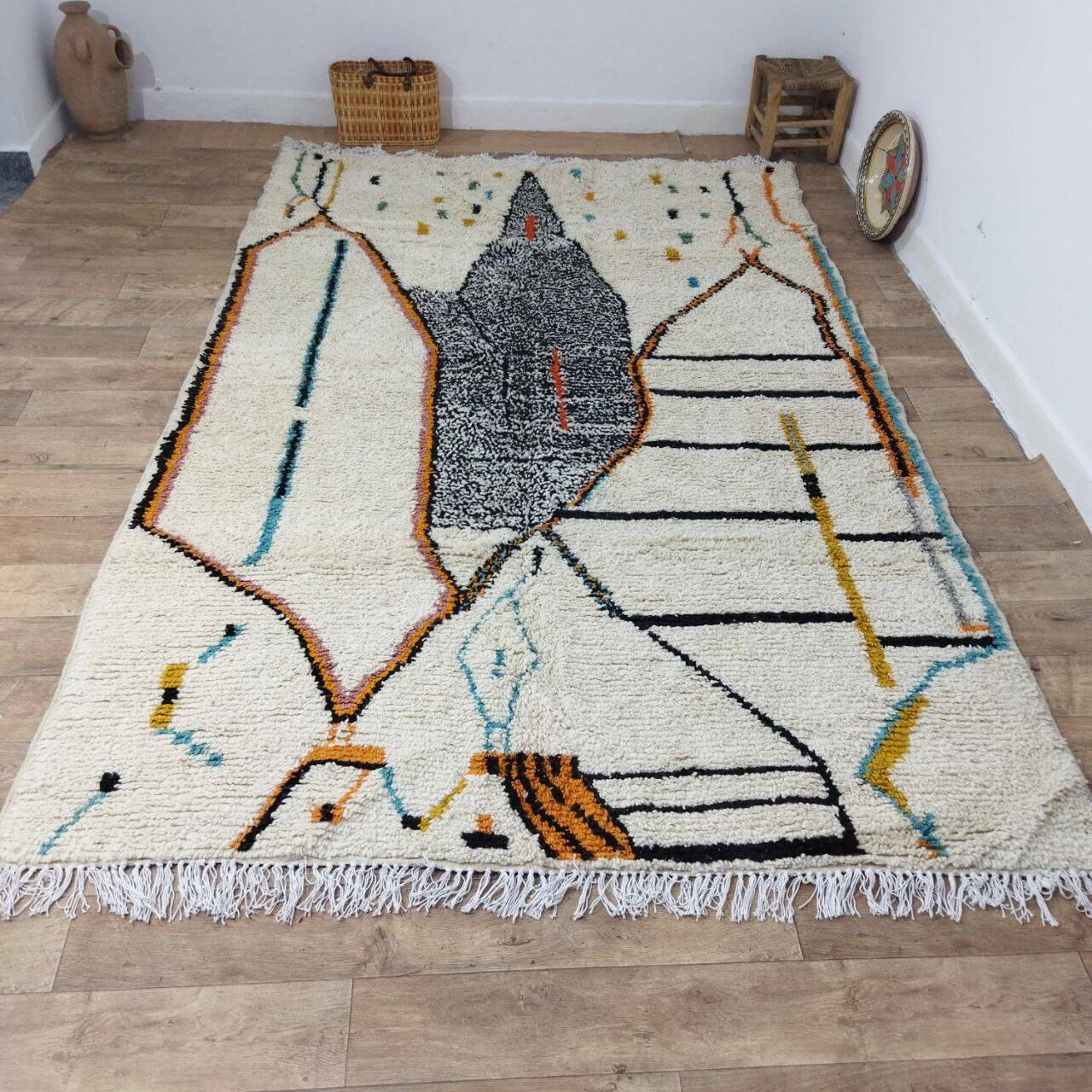 Handmade wool Berber rug 309X200 cm