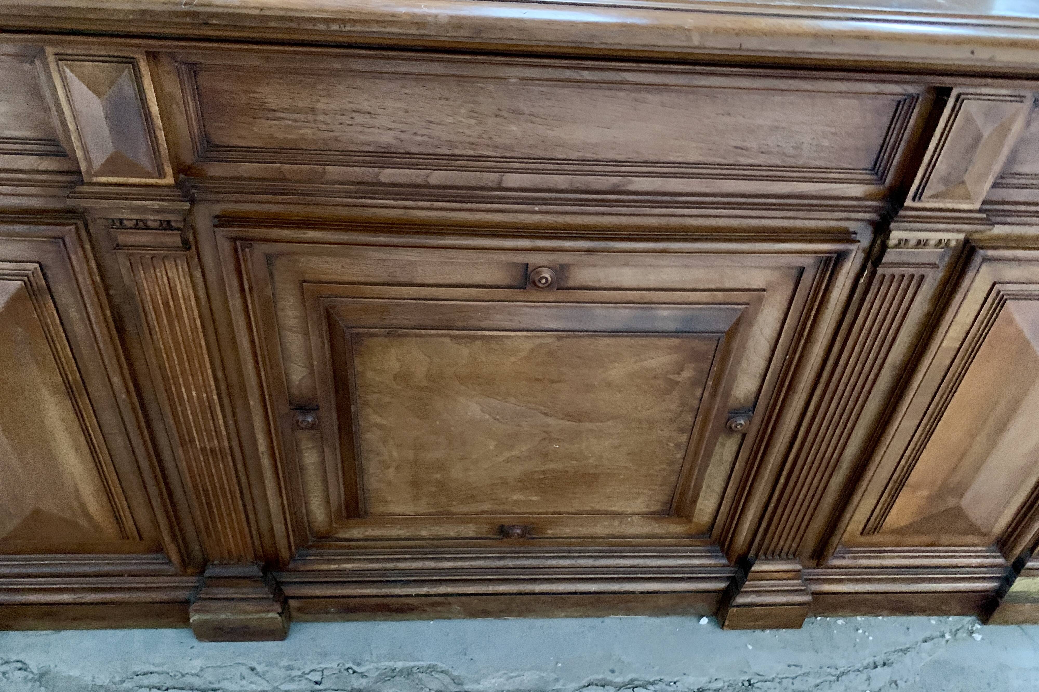 Napoleon III desk with pedestals in solid walnut 19th century