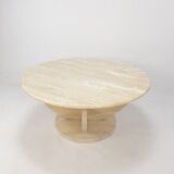 Table basse italienne en travertin, années 1970