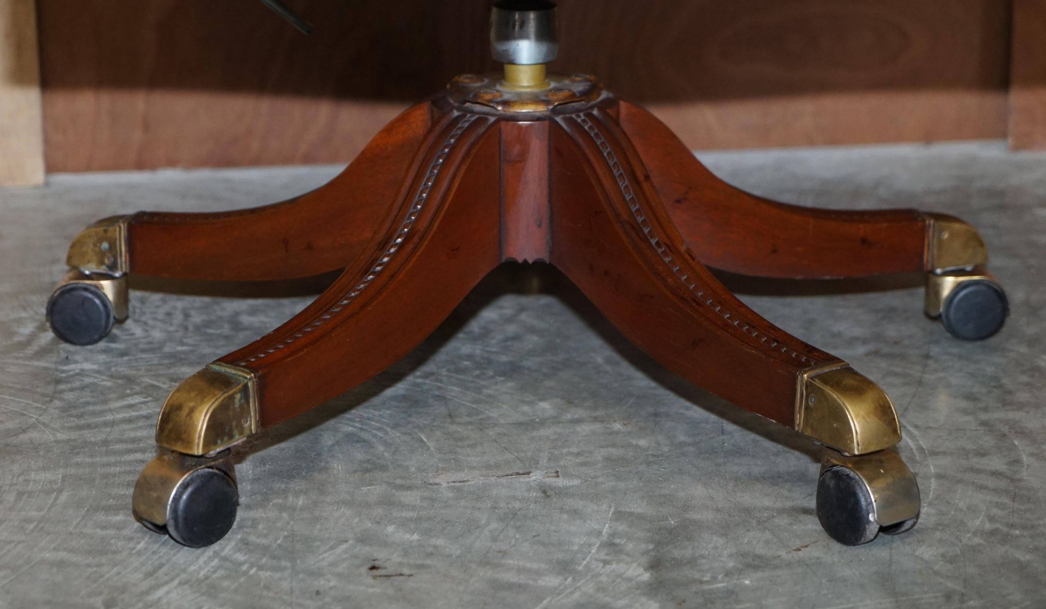 Restored vintage executive chair, leather, oak frame.