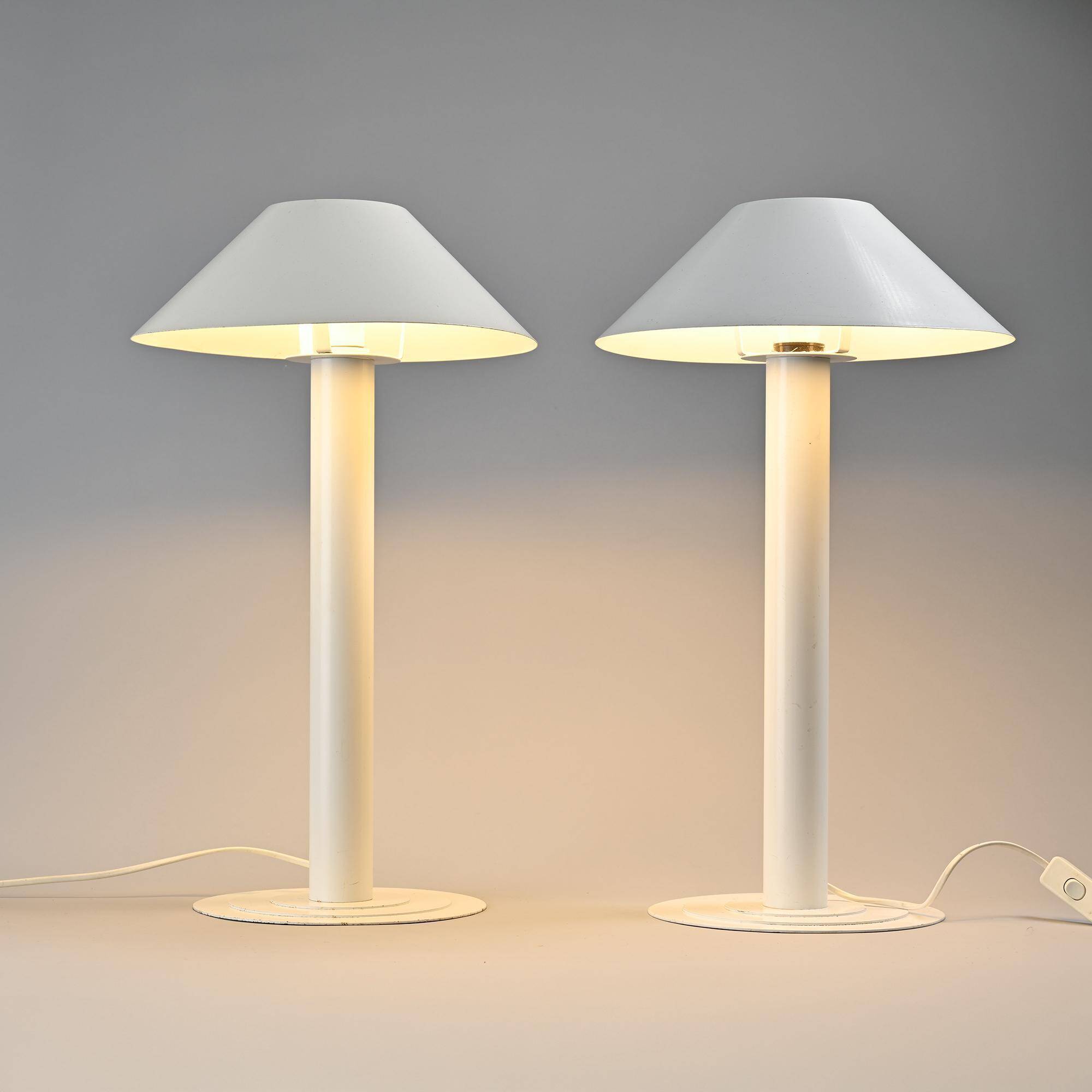 Table lamps by Bent Karlby for Lyfa, circa 1980.