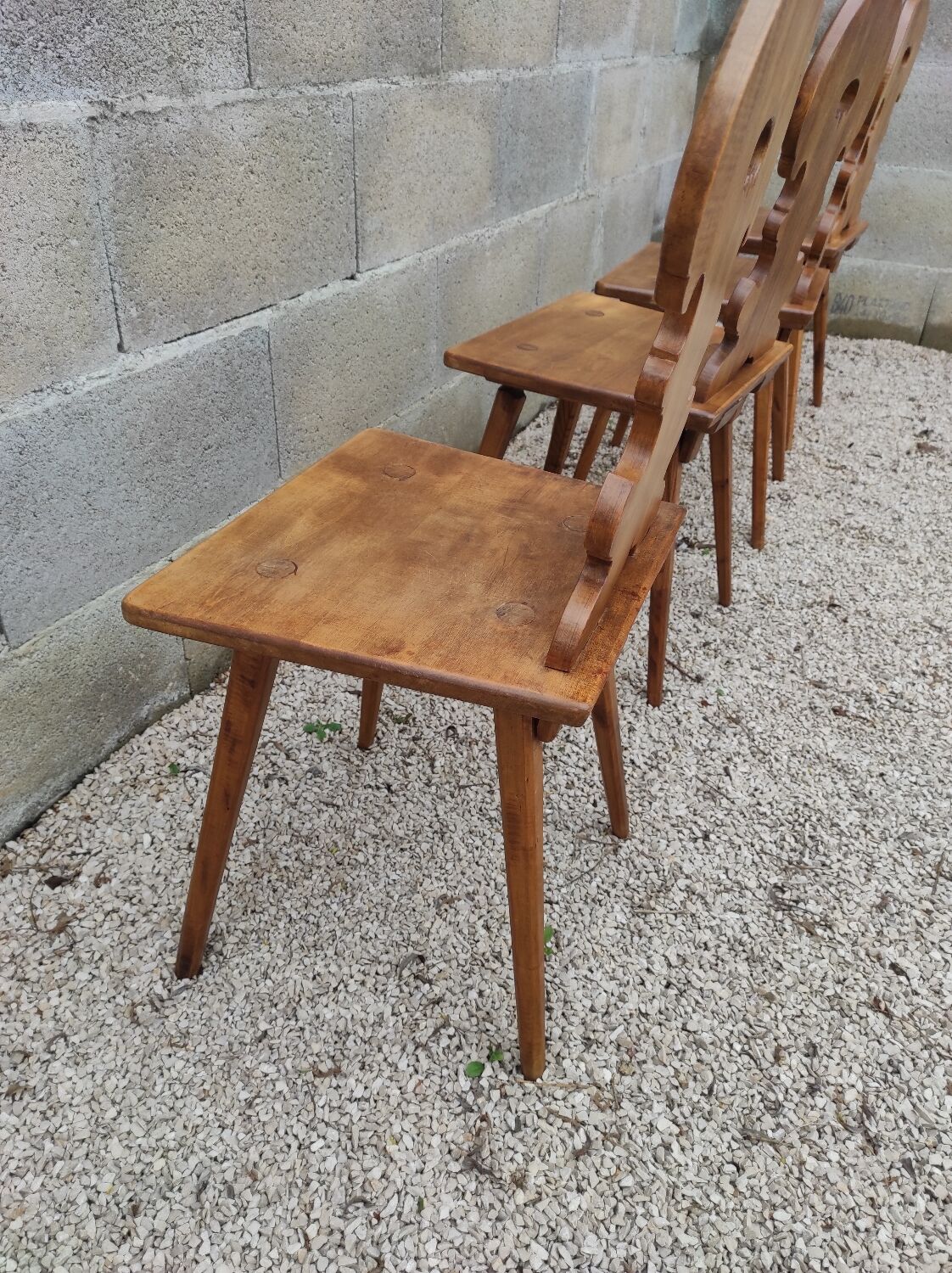 Set of 4 mountain chairs or blond wood chalet chairs