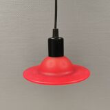 Red UFO glass lamps from the early 90s, Danish and made by Design Light