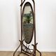 1960s curved wooden cheval mirror