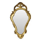Miroir crêté du milieu du siècle – Miroir français classique en or 63 cm
