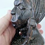 African woman bust in ebony wood hand carved ethnic art