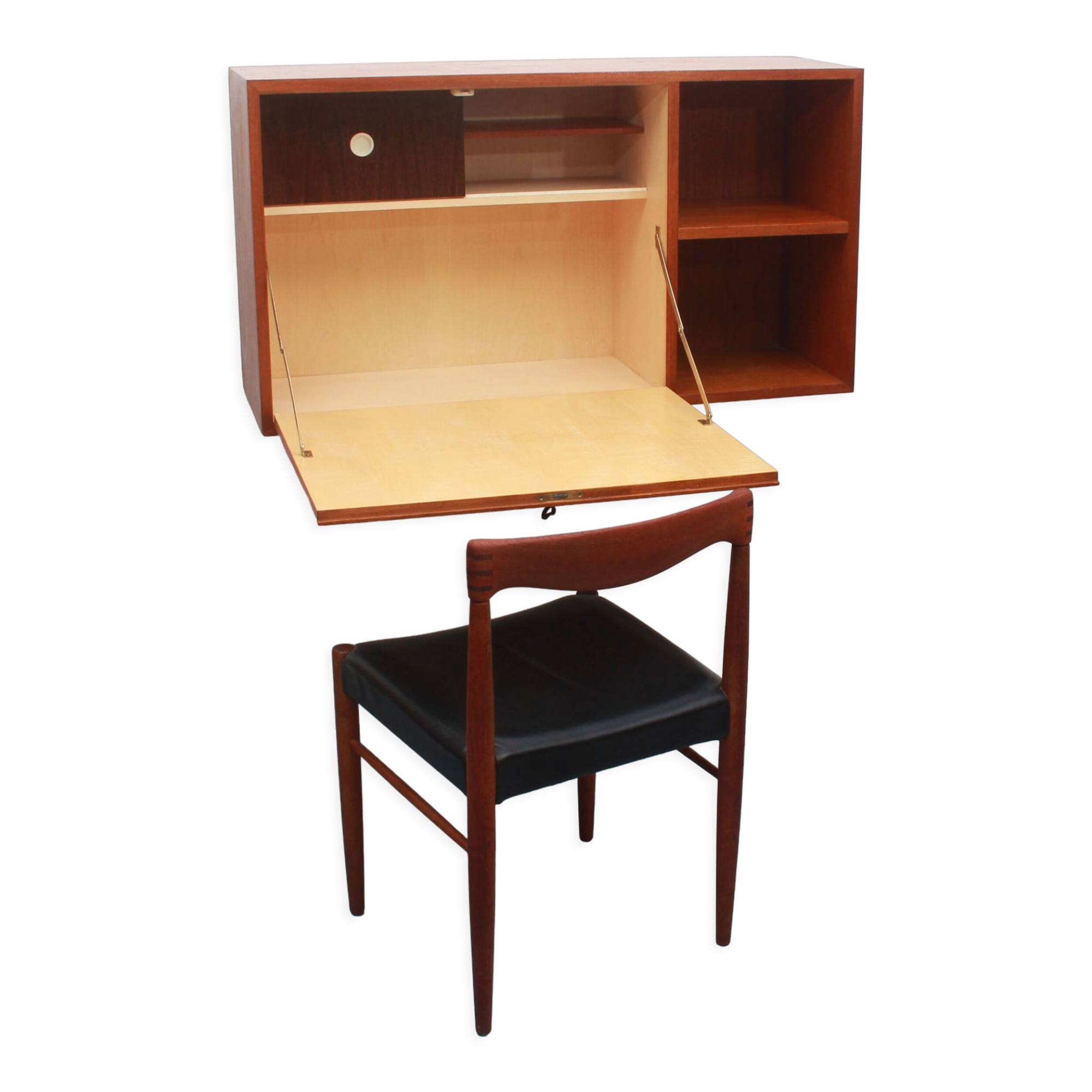 1960s floating wall secretary in teak