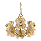Large brass and crystal pendant light by Sische, Germany, 1970s.