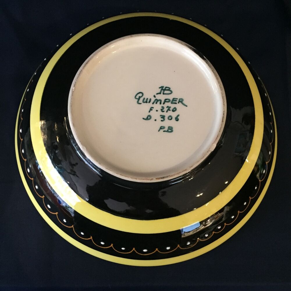 Henriot quimper fruit cup yellow black and white