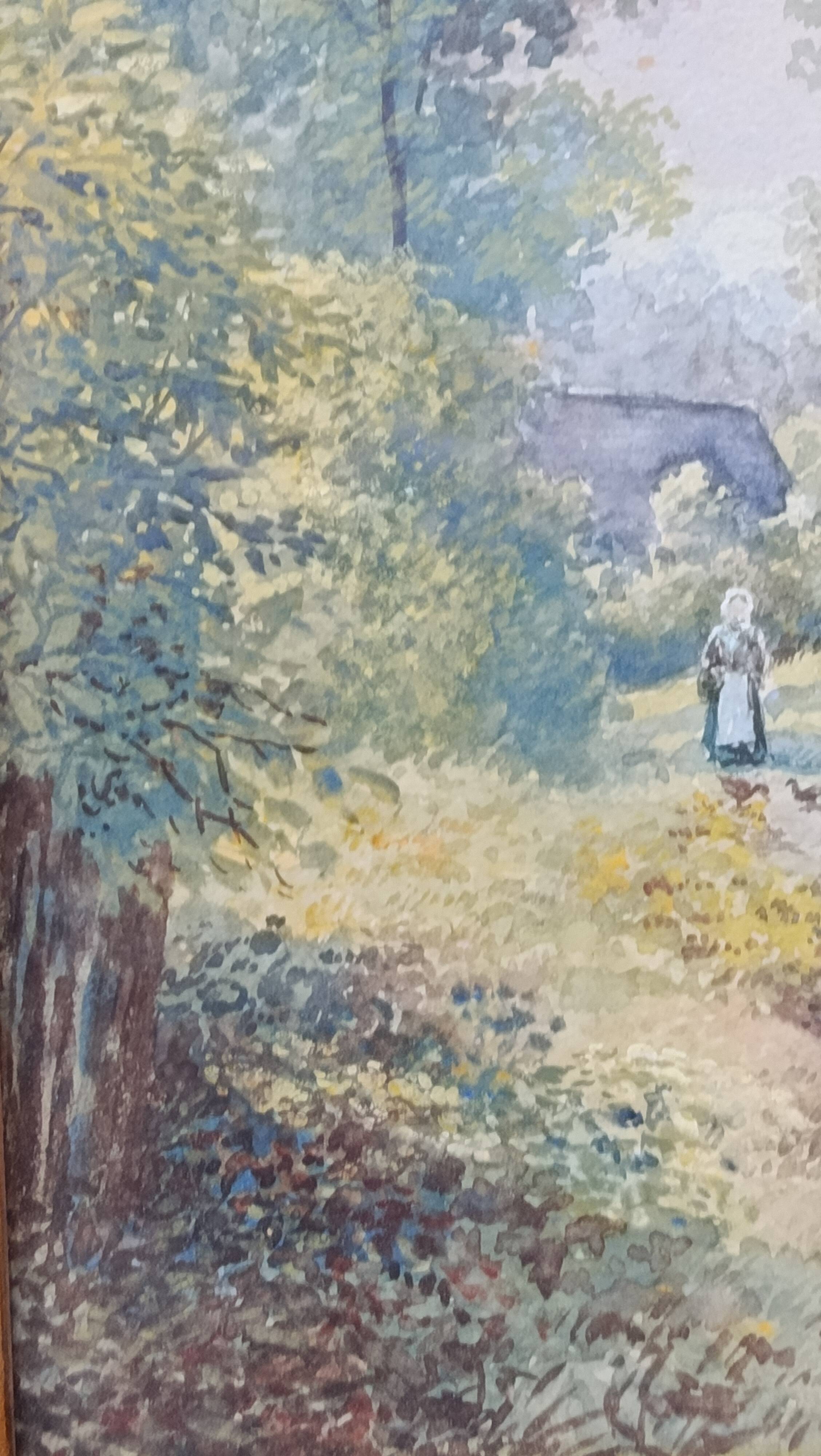 WATERCOLOR 1907 by Albert GYSEL Farm at LA MOTTE AU BOIS towards the North BOURRE