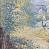 WATERCOLOR 1907 by Albert GYSEL Farm at LA MOTTE AU BOIS towards the North BOURRE