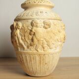 Vase ancien en platre décor de chérubins pot de fleur déco antique
