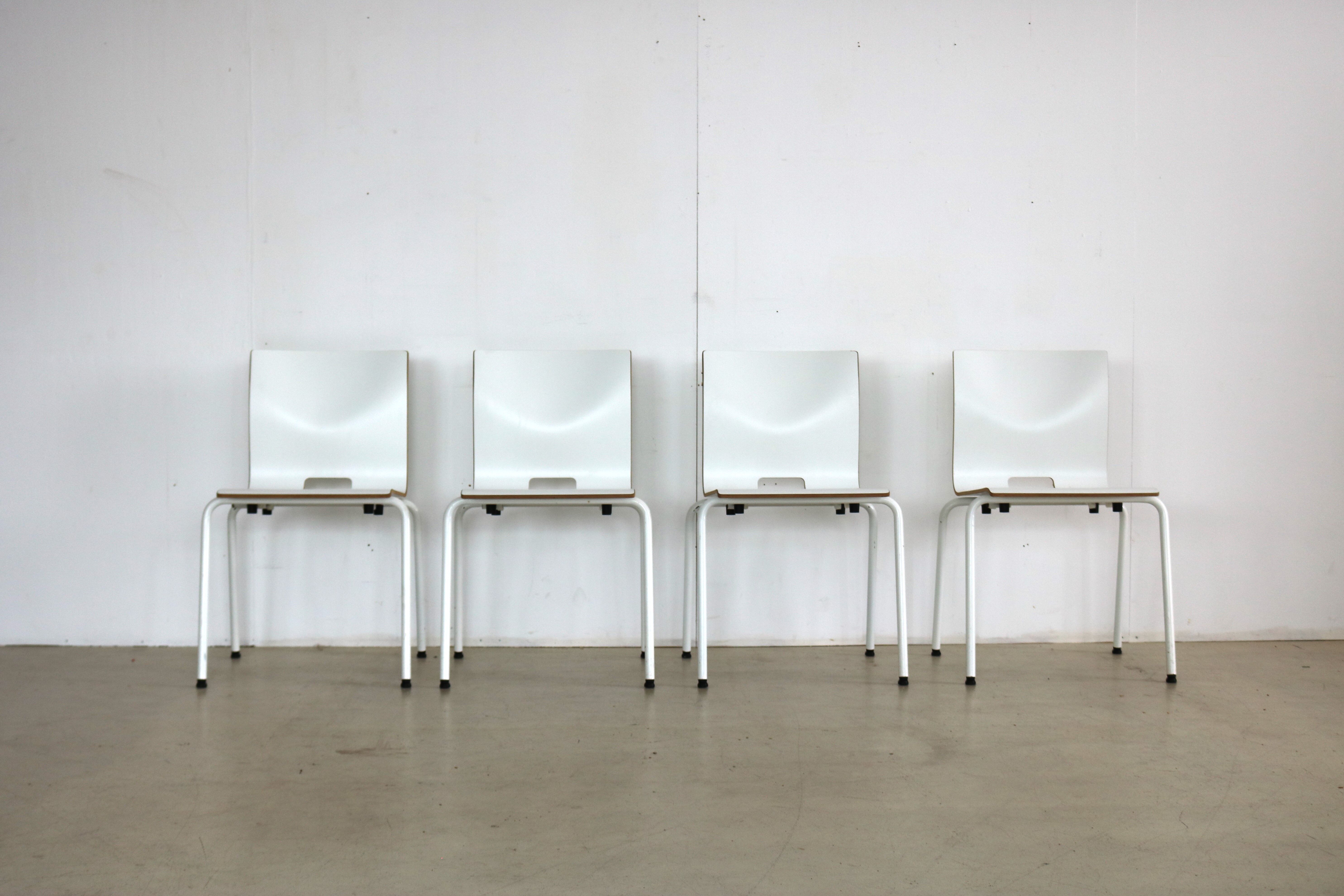 Set of 4 industrial stacking chairs