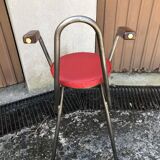 Chaise de bar en métal et skaï industriel années 70