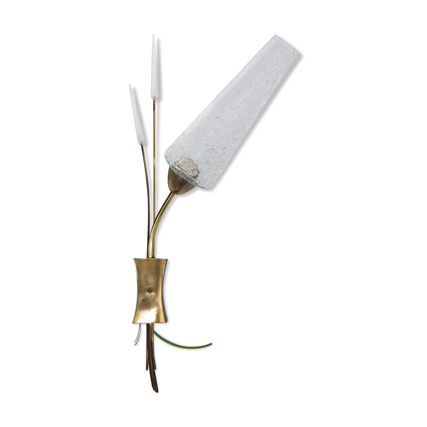 Wall light 50s 60s golden brass and glass shape cob