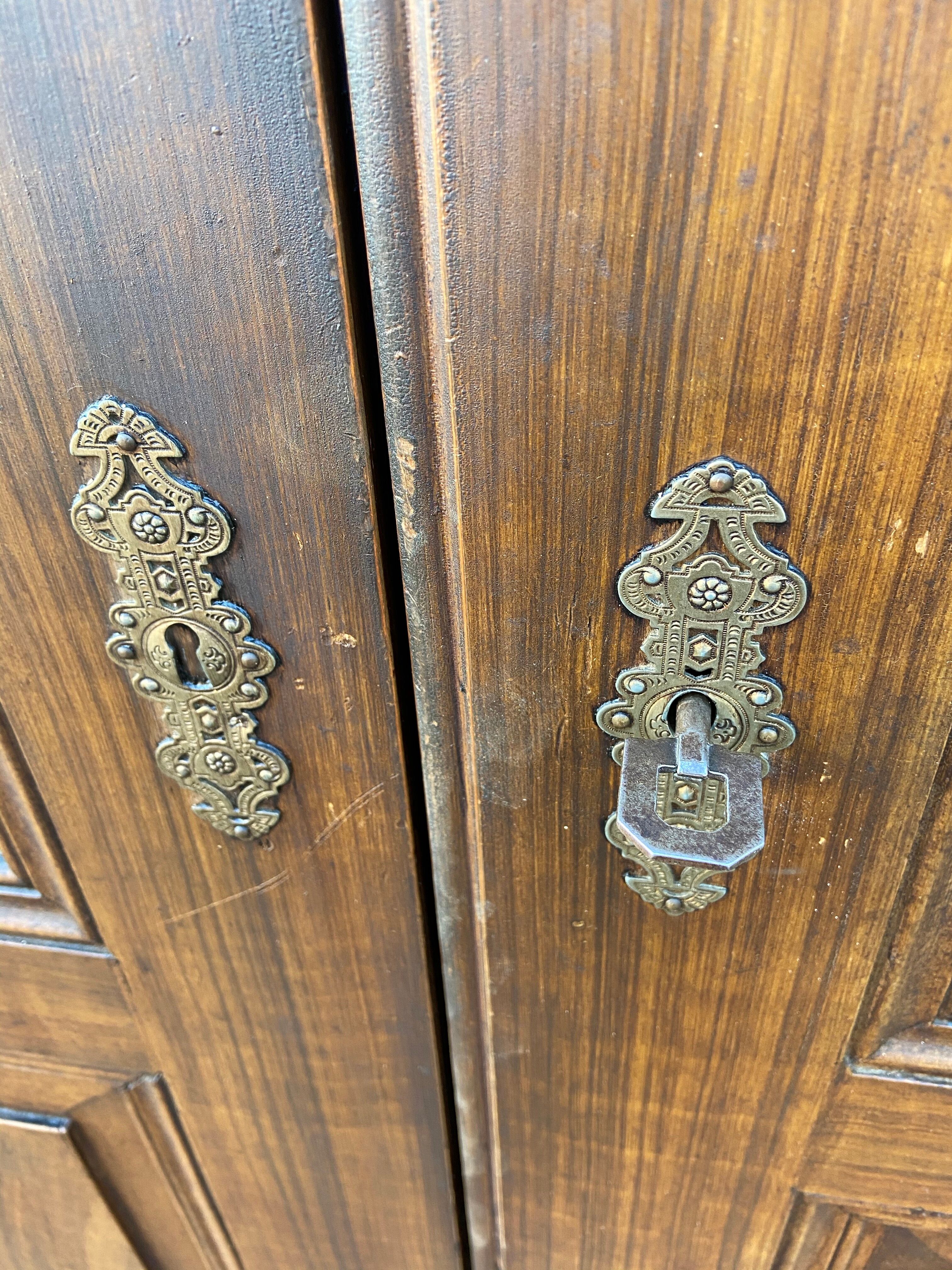 Rustic cabinet vintage fir paint original Alsace 1900s