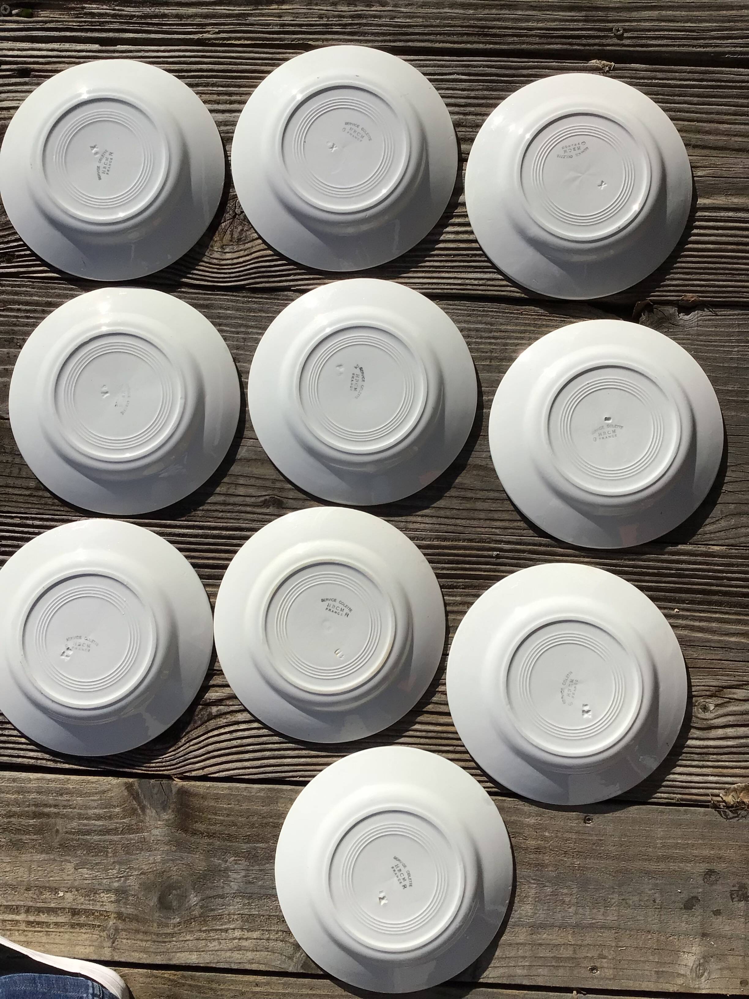 10 Colette HBCM blue and saffron dinner plates