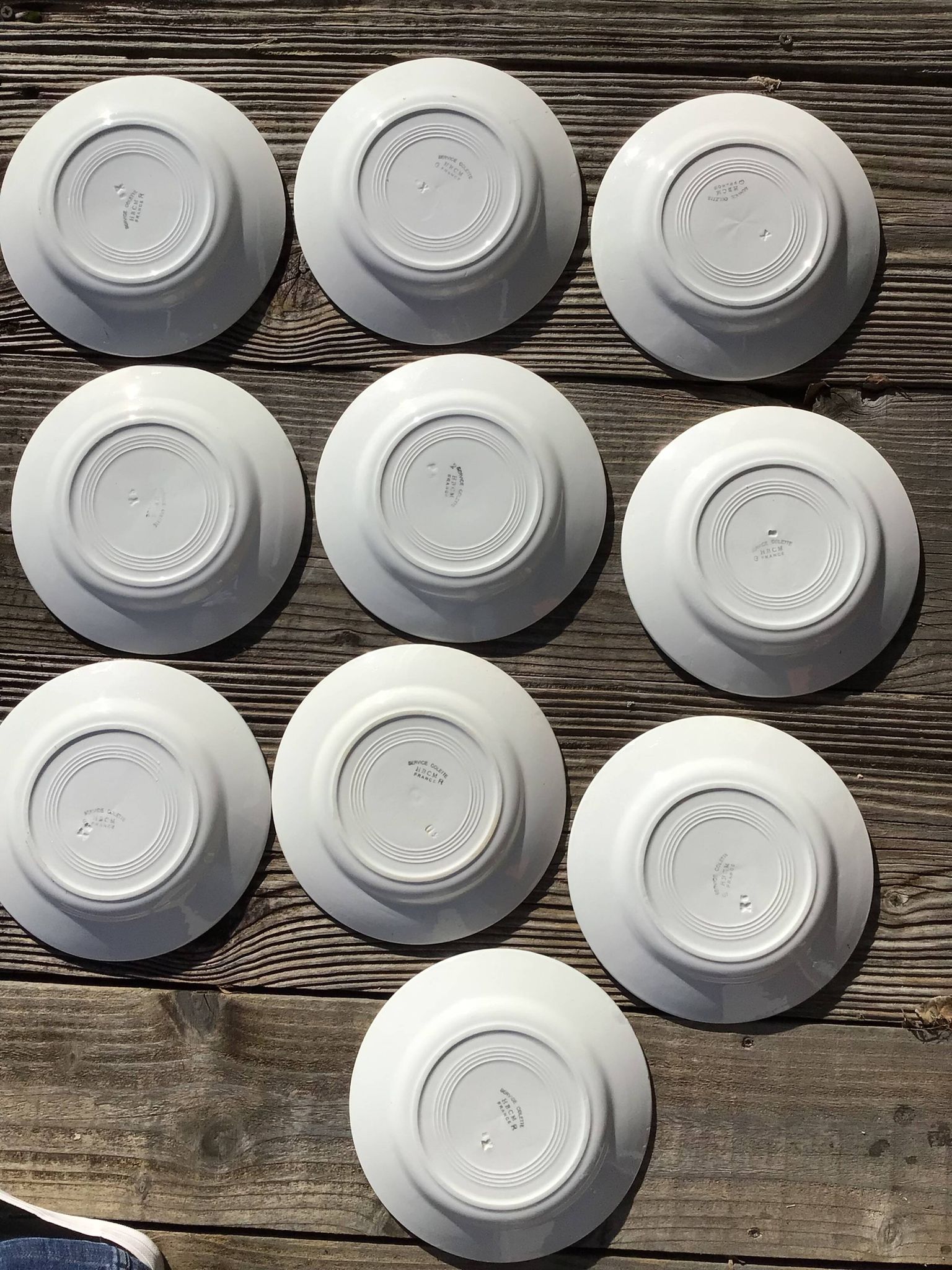 10 Assiettes plates Colette HBCM bleu et safran