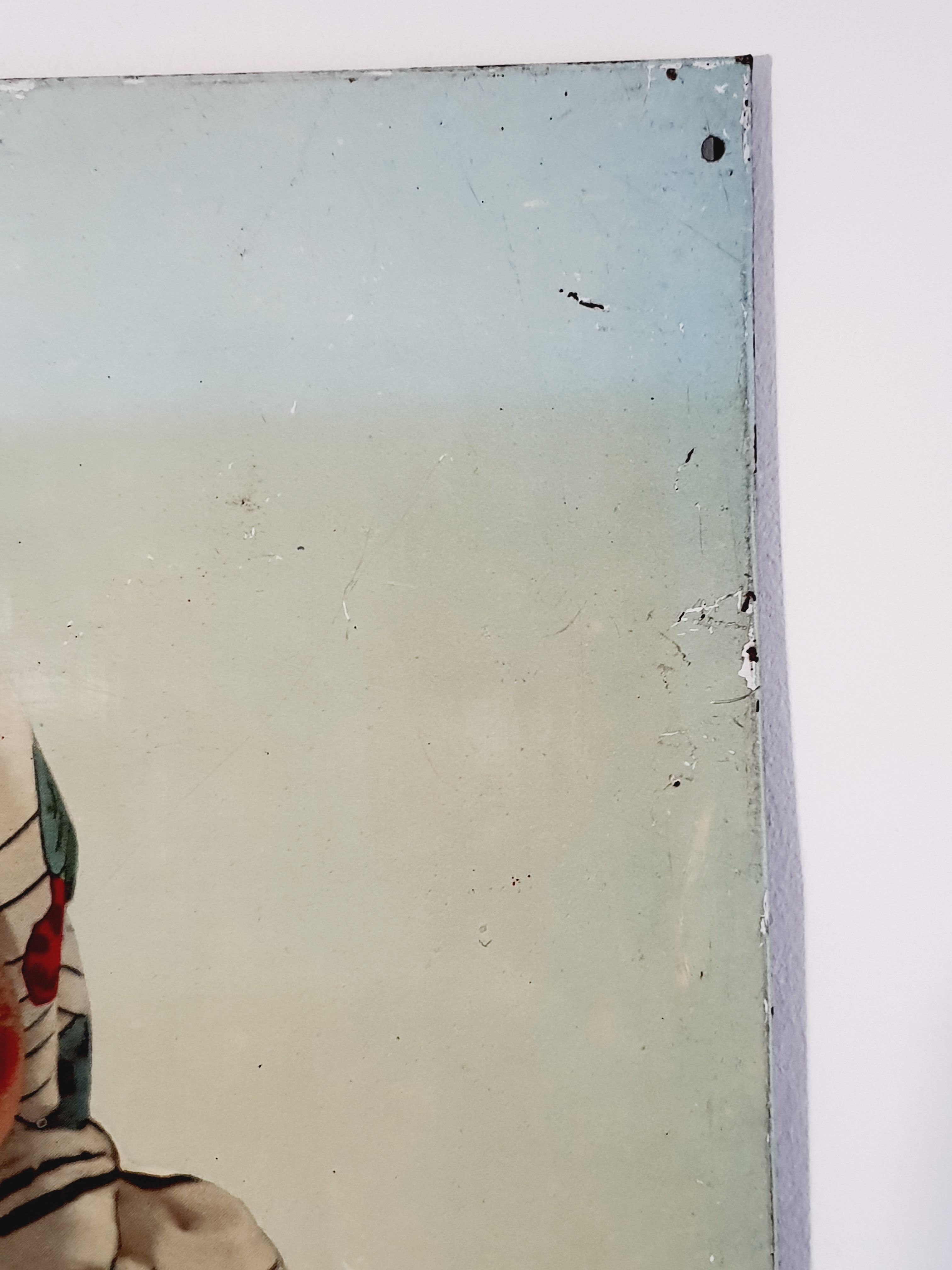 Viandox Pin up 1950s enamelled sheet metal plate