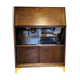 Solid oak secretary with golden feet