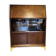 Solid oak secretary with golden feet