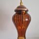 Duo of brown smoked glass portable lamps