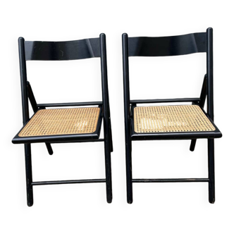 Duo of vintage caned chairs