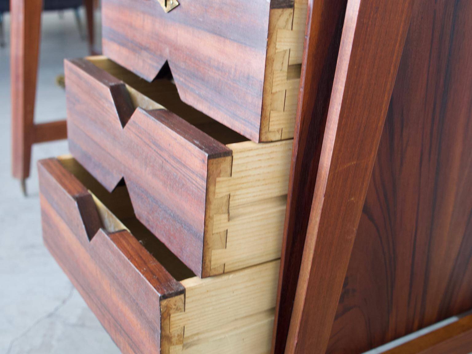 Small Italian wooden desk with brass details.