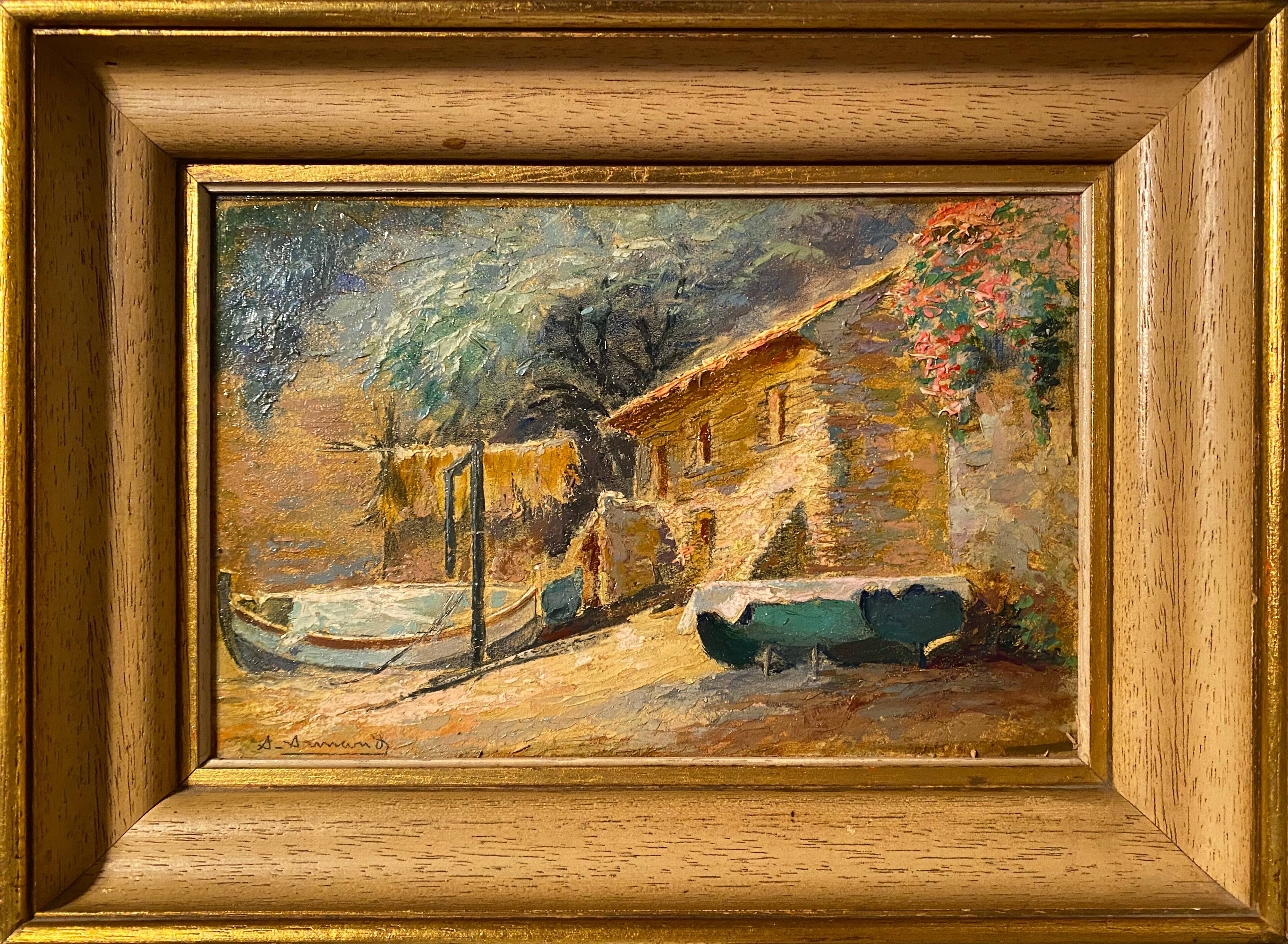 Painting by Aristide Armand HSP Marine near Nice Saint Tropez + frame