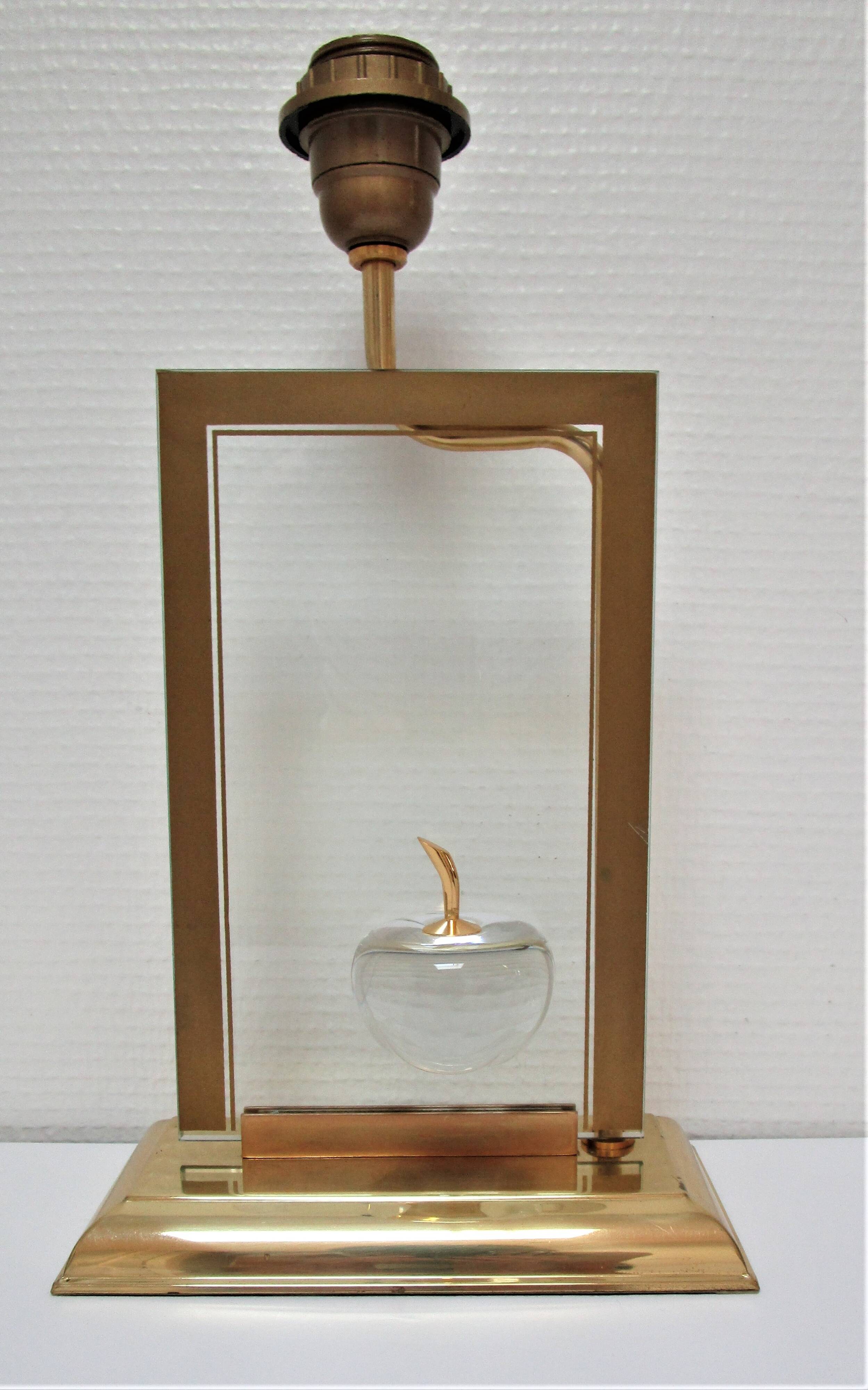 "Apple" lamp, dolphin, gold metal glass