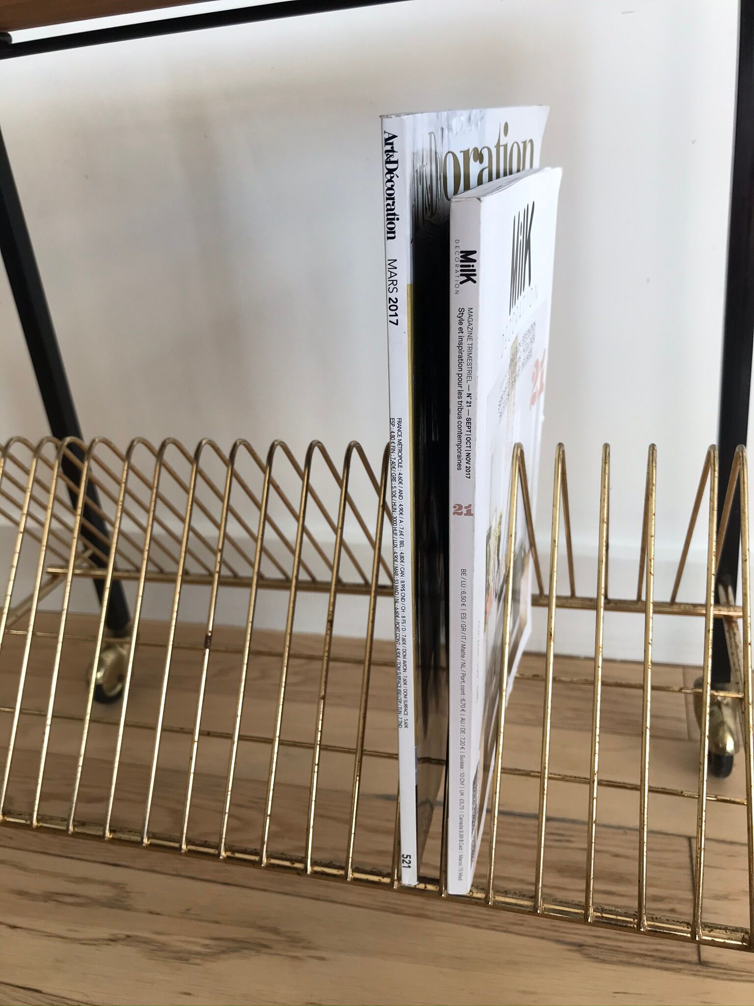 Vintage vinyl coffee table on wheels 1960