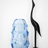 Mid-century modern crystal vase in pale blue by Börne Augustsson for Åseda