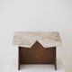 Wood and sculpted travertine table - Italy 1970