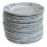 6 dessert plates - Antique tableware set 82 pieces Sarreguemines earthenware Art Nouveau style