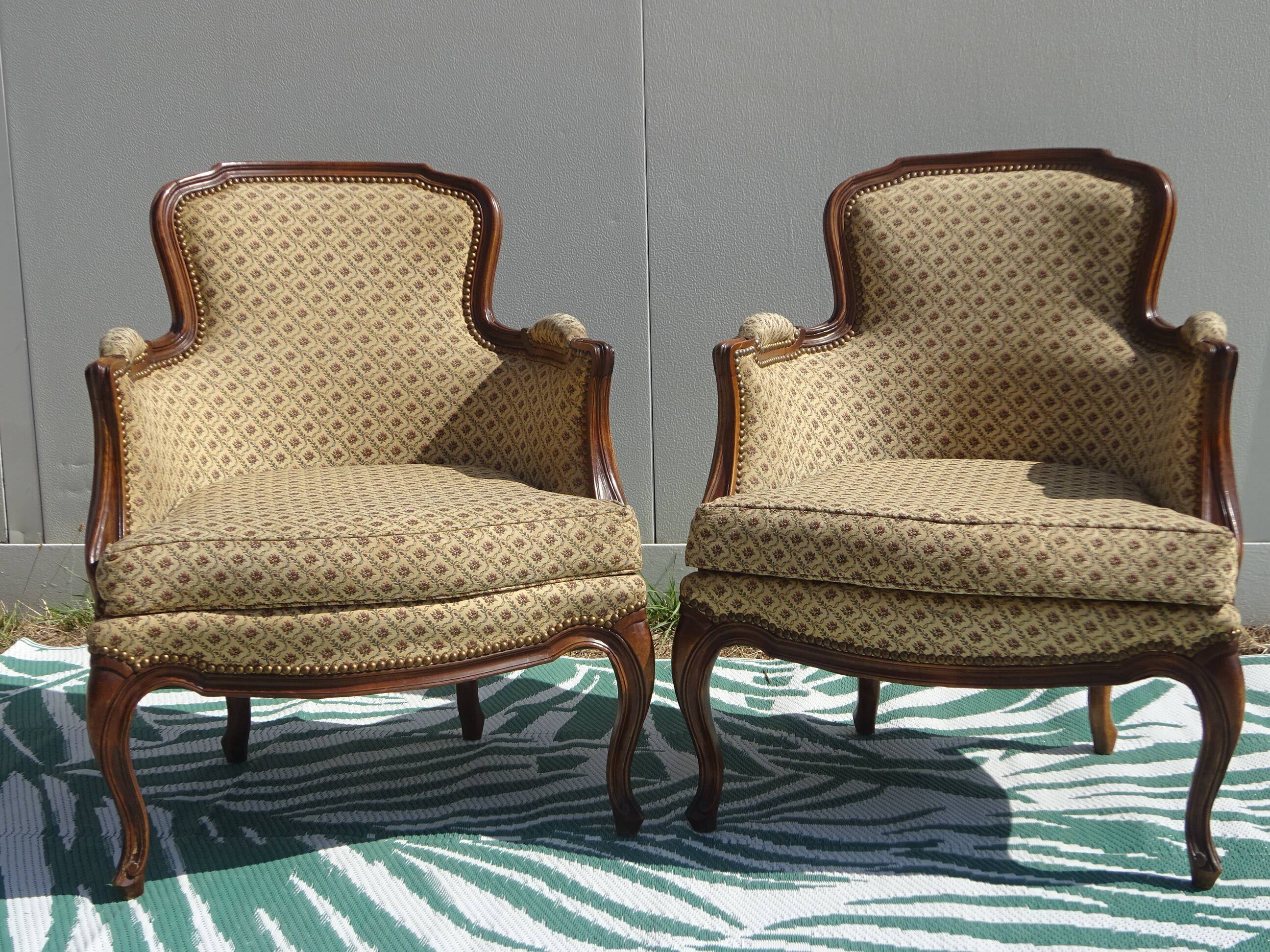Bergère armchairs, 1950s, set of 2