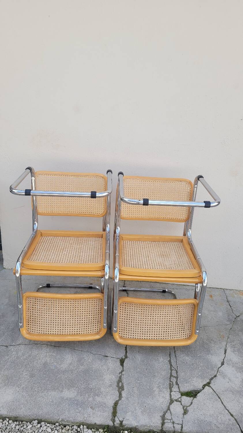 Series of 4 Marcel Breuer B32 chairs signed Italy - 1970s