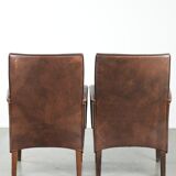 Set of 6  dining chairs/side chairs with armrests made of cow leather