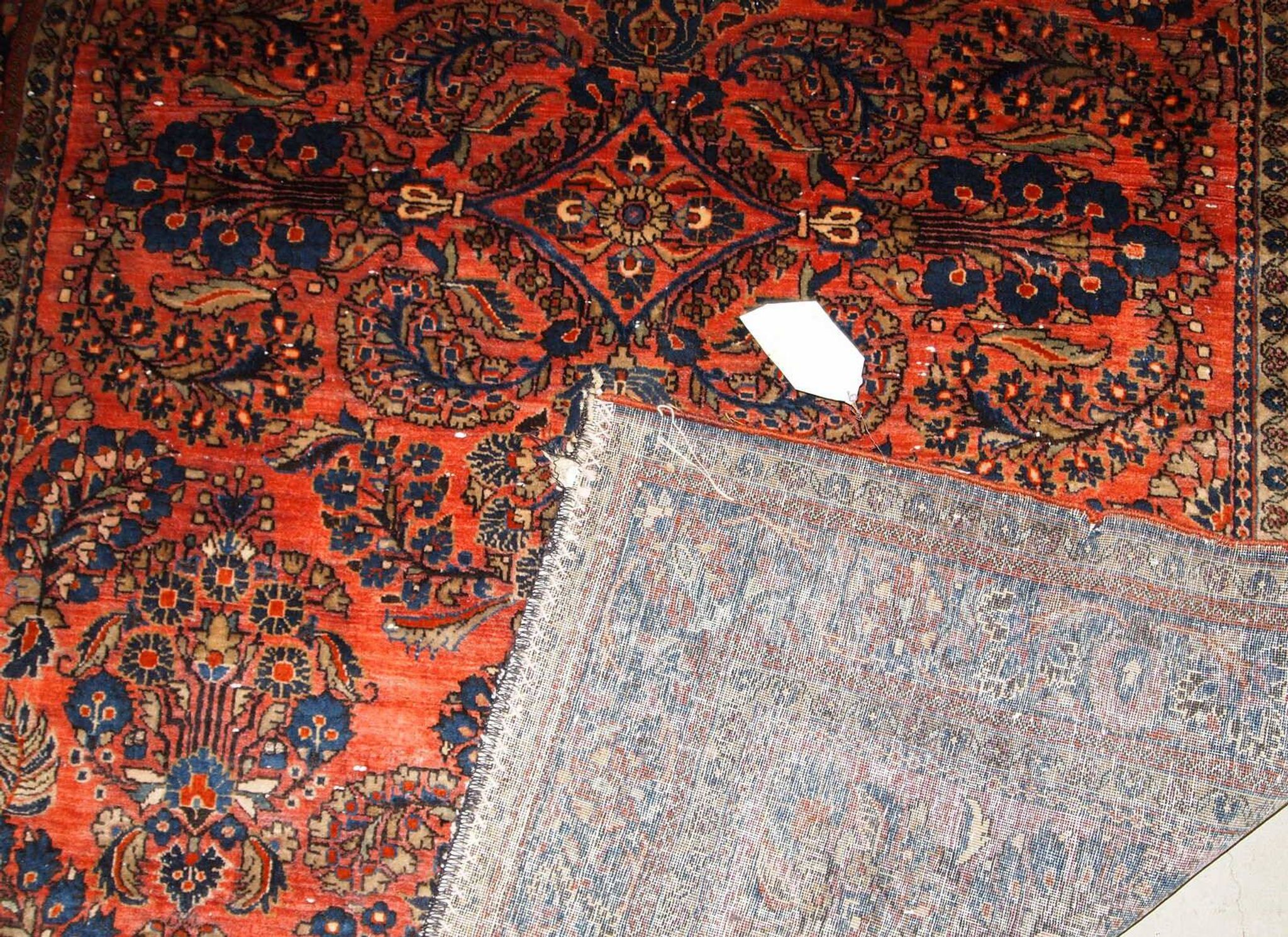 Handmade antique Persian Sarouk rug 4' x 6.4' (122cm x 195cm) 1920s - 1B790